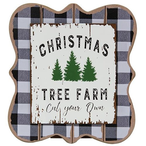 Christmas Tree Farm Buffalo Check Easel (Pack of 2)