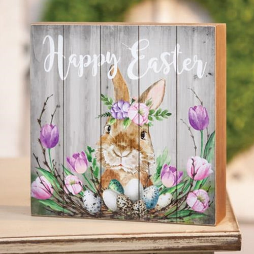 Happy Easter Spring Floral Box Sign (Pack of 2)