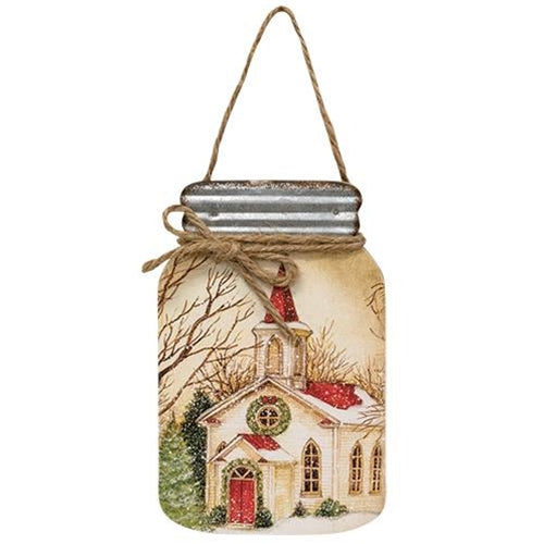White Church Mason Jar Hanger  (Pack of 4)