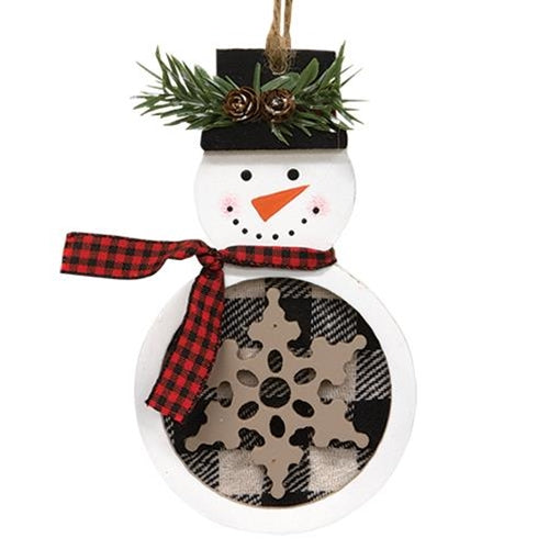 Buffalo Check Snowman w/ Snowflake (Pack of 4)
