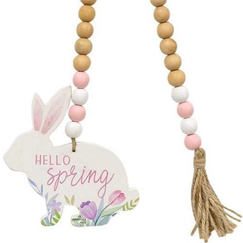 Hello Spring Wooden Bead Garland w/Bunny (Pack of 2)