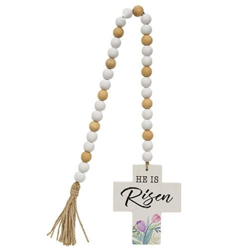 He Is Risen Wooden Bead Garland w/Cross (Pack of 2)