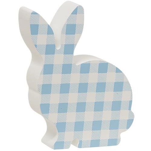 Blue & White Buffalo Check Chunky Bunny (Pack of 4)