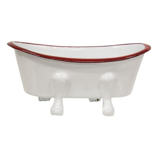 Red Rim Enamel Tub Soap Dish (Pack of 2)