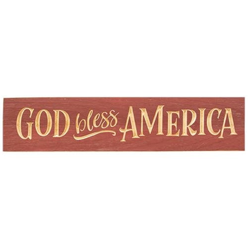 God Bless America Engraved Sign Barn Red 24