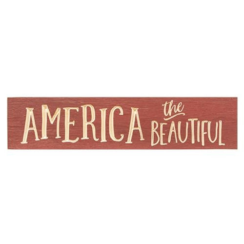 America the Beautiful Engraved Sign Barn Red 24