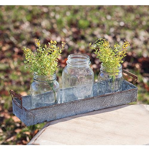 Washed Galvanized Candle Tray (Pack of 2)