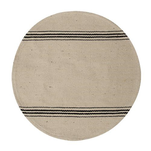 Black Stripe Round Mat (Pack of 4)