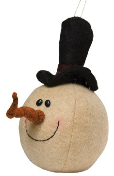 Fabric Snowman Head Ornament (Pack of 4)