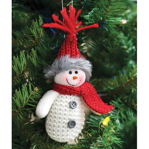 Snowman Ornament w/Red Scarf & Hat  (Pack of 4)