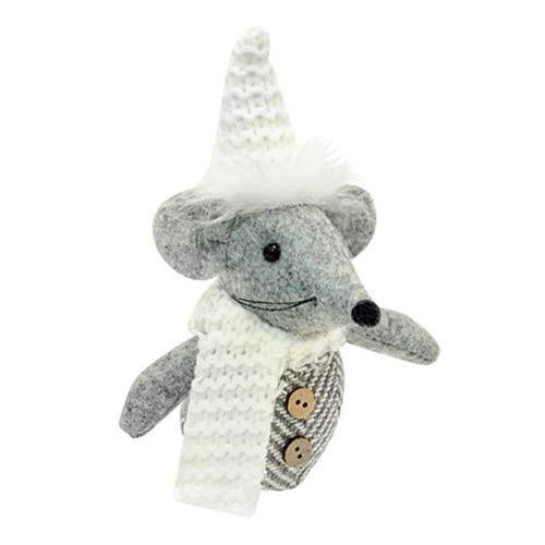 Plush Gray Mouse Ornament  (Pack of 4)