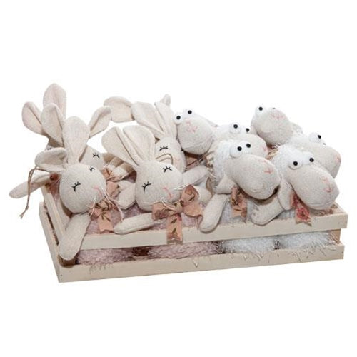 Rabbit or Sheep Fuzzy Ornament 2 Asstd. (Pack of 4)