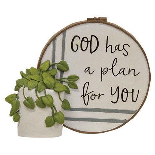 God Has a Plan For You Resin Stitchery Figurine  (Pack of 4)