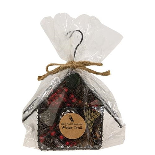 Wire Birdhouse Ornament w/Winter Trail Potpourri (Pack of 2)