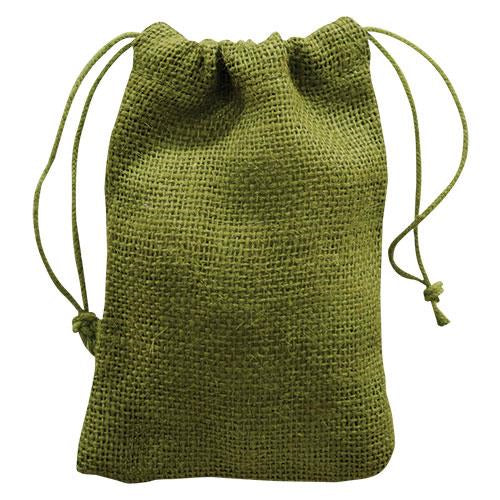 Moss Green Burlap Drawstring Bag 4x6 (Pack of 4)