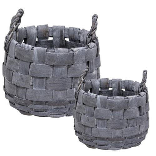 2/Set Natural Gathering Baskets w/Rope Handles