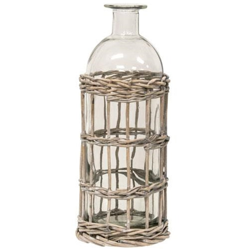 Graywash Willow Wrapped Glass Bottle 9