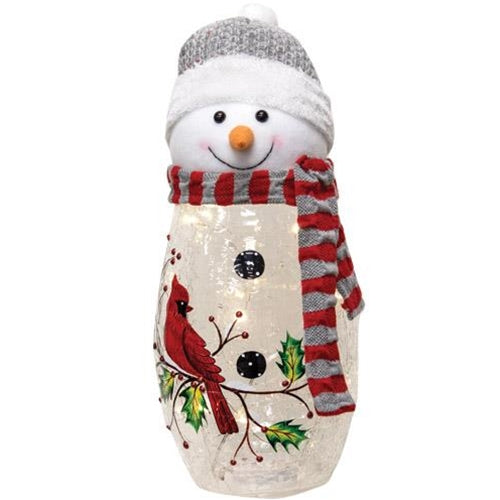 Plush Head Lit Glass Snowman