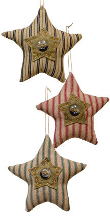 Star Button Ornament 3 Asstd. (Pack of 4)