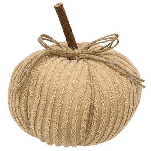 Cream Chenille Pumpkin 6 inch (Pack of 2)