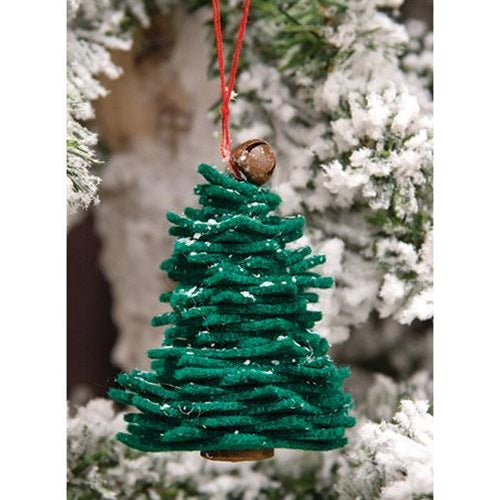 Green Felt Stacked Christmas Tree Ornament (Pack of 4)