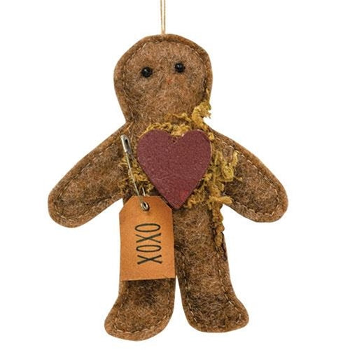 XOXO Gingerbread Man Felt Ornament (Pack of 4)