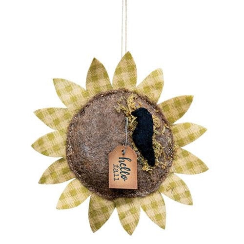 Hello Fall Felt Sunflower Ornament  (Pack of 4)
