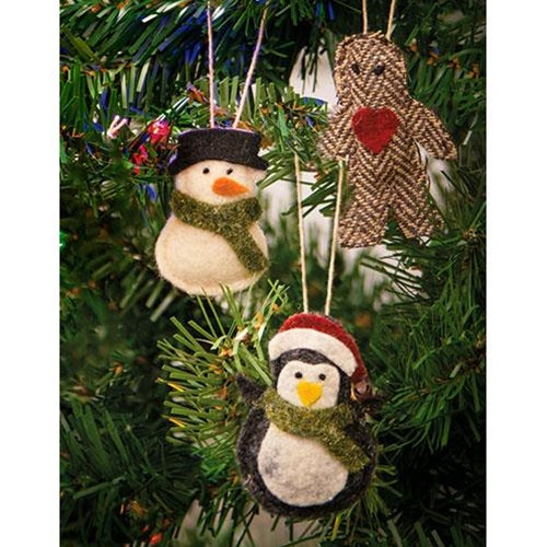 3/Set Felt Christmas Ornaments  (Pack of 4)