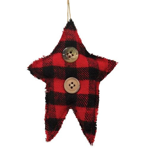 Buffalo Check Star Ornament  (Pack of 4)