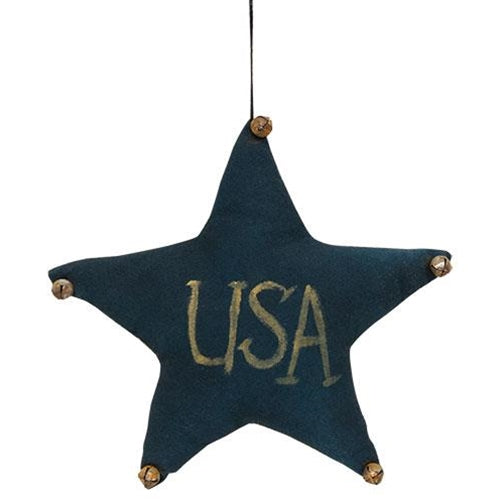 Navy USA Star Ornament w/Jingle Bells (Pack of 4)