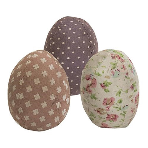 Vintage Fabric Egg 3 Asstd. (Pack of 4)