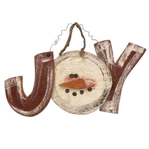 Distressed Hanging Snowman Joy Sign