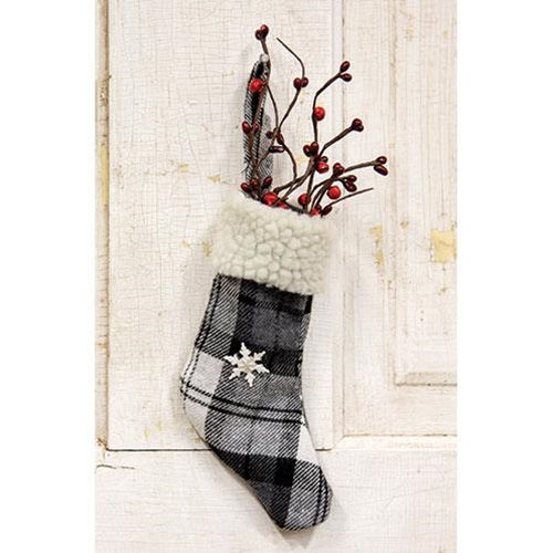 Black & White Plaid Stocking Ornament With Snowflake  (Pack of 4)