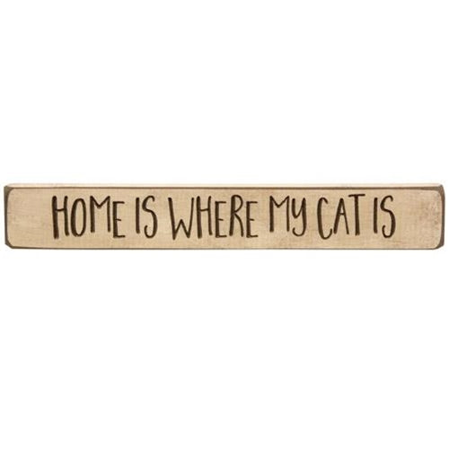 Home Is Where My Cat Is Engraved Block 12