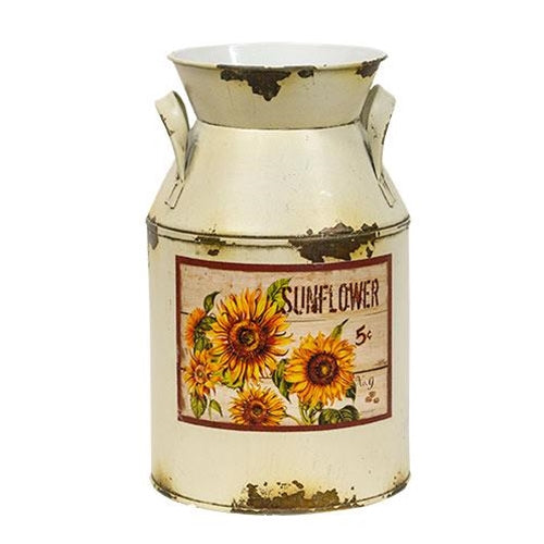 Cream Distressed Sunflower Milk Can (Pack of 2)