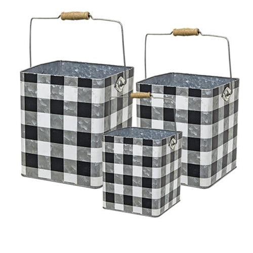 3/Set Black Buffalo Check Buckets