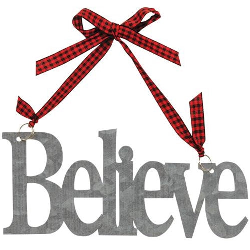 Galvanized Believe Ornament (Pack of 4)