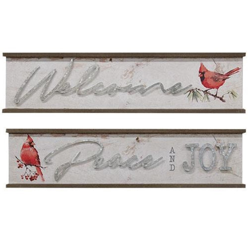 Wood & Galvanized Christmas Sign 2 Asstd.