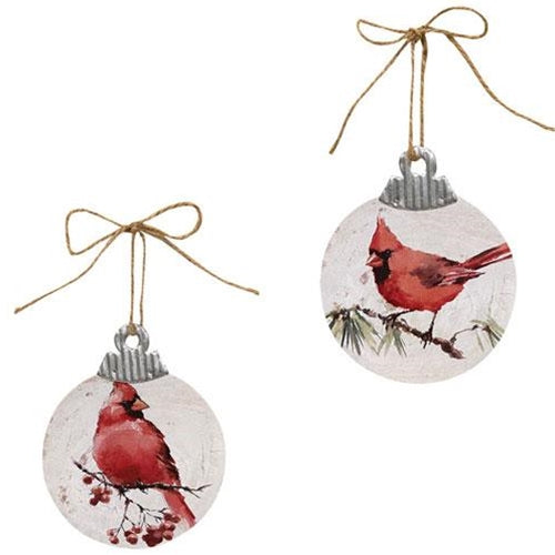 Wood & Galvanized Cardinal Ornament 2 Asstd. (Pack of 2)