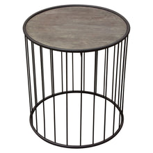 Load image into Gallery viewer, Gibson 22&quot; Round End Table with Grey Oak Finished Top and Metal Base by Diamond Sofa
