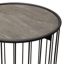 Load image into Gallery viewer, Gibson 22&quot; Round End Table with Grey Oak Finished Top and Metal Base by Diamond Sofa
