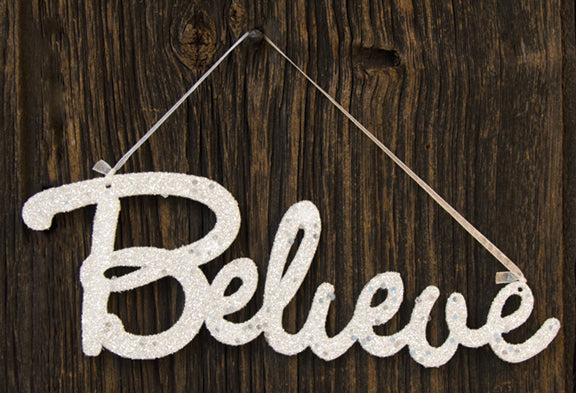 Believe Glitter Sign (Pack of 4)