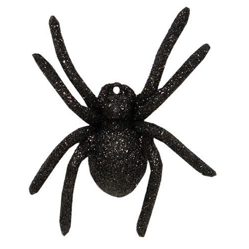Black Glitter Spider Ornament (Pack of 4)