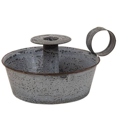Weathered Zinc Tapered Pan Candle Holder (Pack of 2)