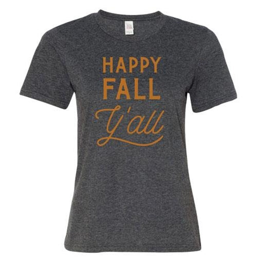 Happy Fall Y'all T-Shirt Heather Dark Gray XXL