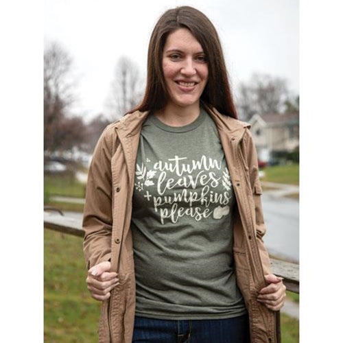 Autumn Leaves + Pumpkins Please T-Shirt XXL