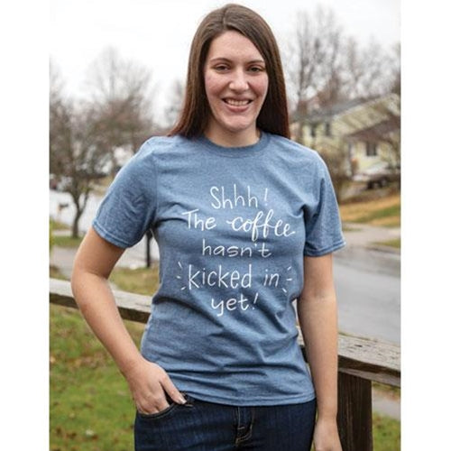Coffee Hasn't Kicked In T-Shirt Heather Indigo Small