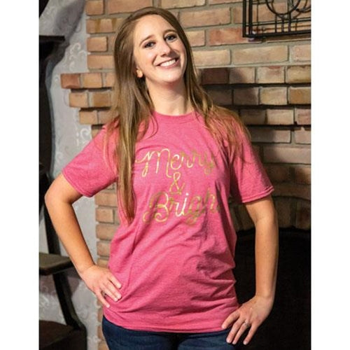 Merry & Bright T-Shirt (Gold Ink) Small