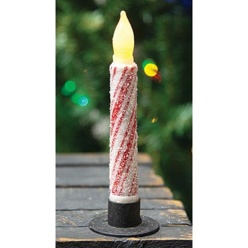 Glittered Candy Cane LED Taper (Pack of 4)