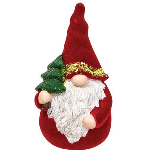 Flocked Resin Santa Gnome Figurine (Pack of 4)
